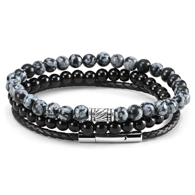 Neshraw - Heren - Edelsteen Armband - Albaststeen - Grijs