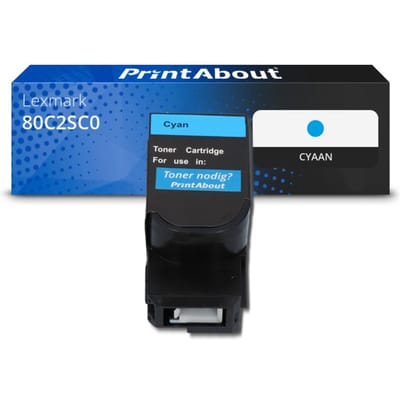 PrintAbout huismerk Toner 80C2SC0 (802SC) Cyaan Geschikt voor Lexmark