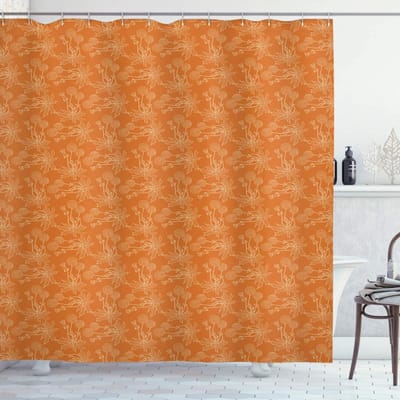ABAKUHAUS douchegordijn Brandoranje – Paardenbloem en Klaproos, 175x180 cm