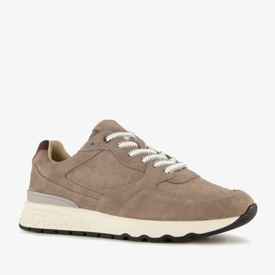 Van Beers suède heren sneakers taupe - Bruin - Echt leer - Uitneembare zool - Maat 40