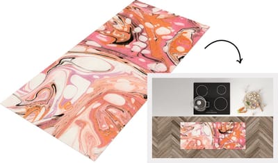 Keukenloper - Loper keuken - Marmer - Oranje - Bellen - 120x50 cm - Keukenloper vinyl