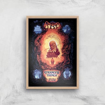 Stranger Things x Alex Hovey Vecna Illustration Giclee Art Print - A4 - Wooden Frame