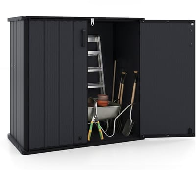 Tuinkast - Opbergkasten met deuren - Tuinhuis - Schuur - Voor buiten - Gereedschap - Zwart/Grijs