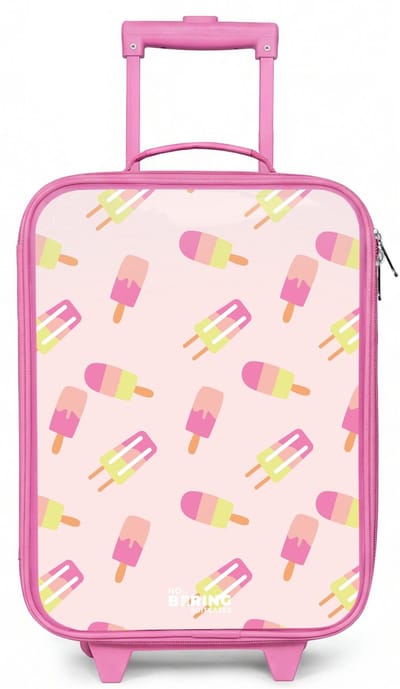 NoBoringSuitcases.com® - Kinderkoffer roze - Kindertrolley meisje - Wervelende waterijsjes - Koffer kind lichtgewicht - Reiskoffer trolley voor kinderen - Koffertje met lichtgevende wieltjes - Rolkoffer