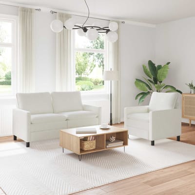vidaXL - Bankstel - 2 - st - Crèmekleurig - Polyester