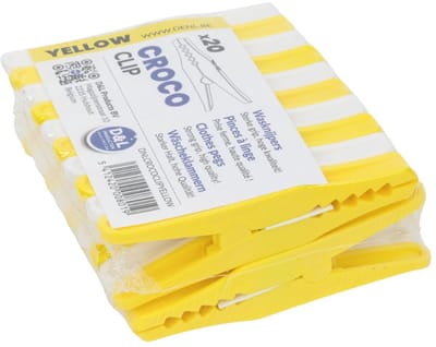 D&L Croco Wasklemmen | Wasknijpers - 20 Stuks - Geel