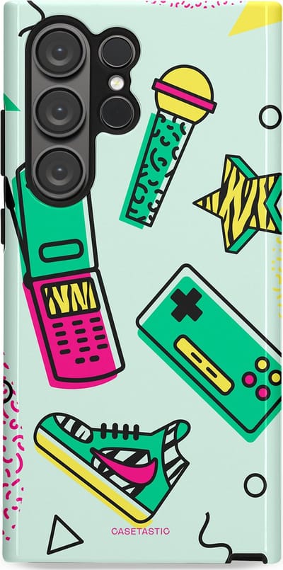 Casetastic Hoesje Geschikt voor Samsung S23 Ultra - Stijlvolle Beschermende Duo-layer Case - Retro 80s sneaker