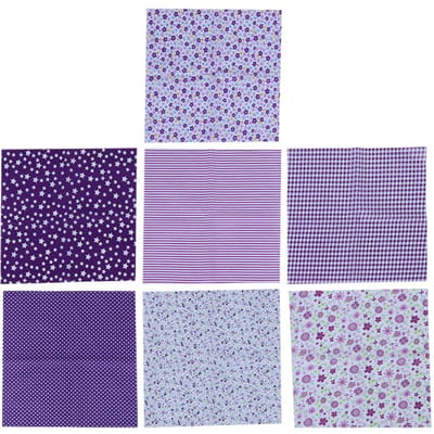 7 Pièces 50x50cm Tissu en Coton Floral Violet pour DIY Artisanat Couture Scrapbooking Kit de Quilting