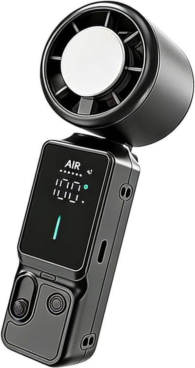 LISM-Draagbare ijsventilator met hoge luchtstroom en snelladen, ideaal voor op reis, tijdens het sporten en voor woon-werkverkeer.