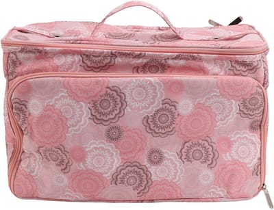 Dailygoods - Bediffer Garenopbergtas Grote Capaciteit Roze Oxford-doek Organisatorische Houder voor Breinaalden en Naaibenodigdheden, Stijlvolle Gehaakte Opbergtas met Verdikte Handgrepen