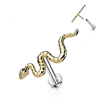 Piercing titanium snake push in 1.2x8 - goud - LMPiercings