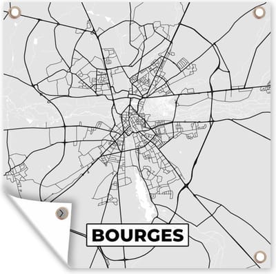 Tuin poster Stadskaart - Frankrijk - Kaart - Bourges - Plattegrond - 200x200 cm - Tuindoek