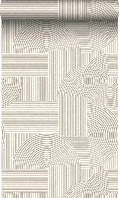 Origin Wallcoverings behang grafisch 3D motief warm grijs - 53 cm x 10.05 m - 348014
