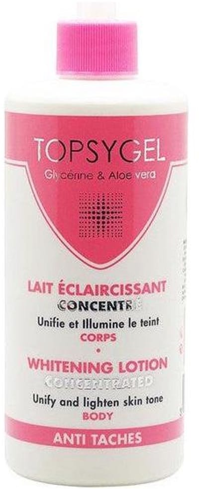 HT26 500 ml TOPSYGEL Lait Éclaircissant Corps – Bodylotion Verhelderend & Anti‑Taches – Unifie de Teint – Met Glycérine, Aloë Vera & Amandelolie – Hydrateert & Egaliseert –