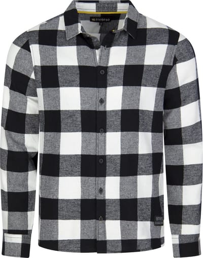 riverso Heren Overhemd RIVArne regular fit Zwart S Volwassenen 100% katoen - Flanellen overhemd