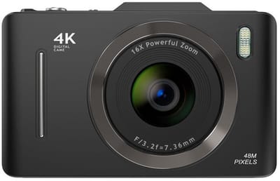 Camera -Digitale camera - Draagbare minicamera- 48MP Compact Fototoestel -Anti-shake en Autofocus - Geschikt voor reisverslagen- voor Jongens en Meisjes - Zwart