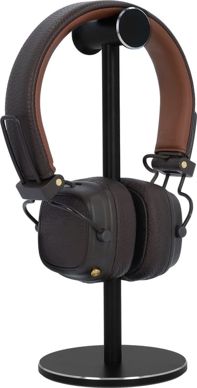 QUVIO Koptelefoonhouder - Headset Stand - Koptelefoon standaard - Koptelefoon houder - Hoofdtelefoon houder - Hoofdtelefoonhouder - Zwart - Metaal - 10 x 10 x 23,5 cm (lxbxh)