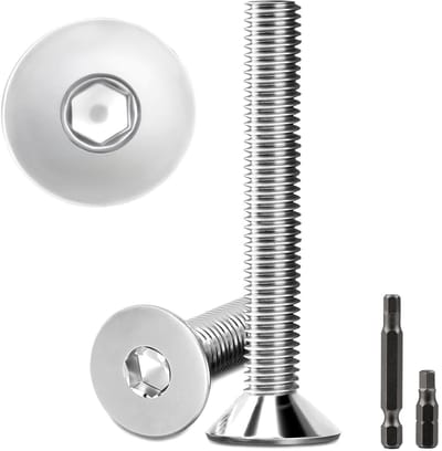 Pack of 20 Countersunk Head Screws, M8 x 45 mm, Stainless Steel, Hexagon M8 Stainless Steel Screws, DIN 7991/ISO - ShopVlot