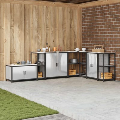 vidaXL - Keukenplankeenheid - HATTEM - Zilverkleurig - 30 - x - 50 - x - 92 - cm - Staal