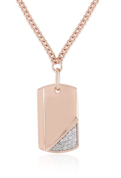 Cavill - Roségoud Vergulde Zilveren Halsketting - 20 Cambodjaanse Zirkonen Rondslijpsel 0,252 ct - Elegante Dames Sieraden Hanger 50 cm