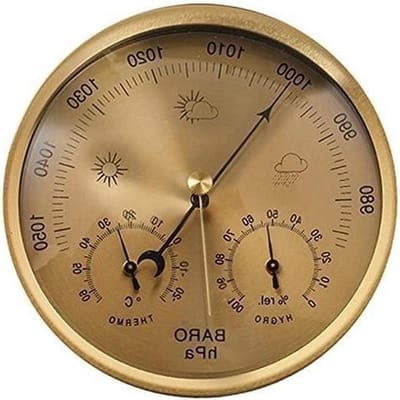 Traditionele barometer - Weerstation hygrometer - Weer voorspellen - 3-in-1 functie - 132 mm wijzerplaat - Goud