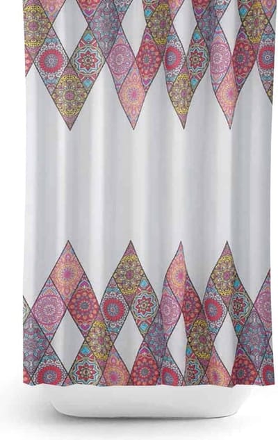 Casabueno - Douchegordijn met Ringen- 180x200 cm - Polyester - Badkamer Gordijn - Waterdicht - Sneldrogend - Anti Schimmel - Wasbaar - Duurzaam - Patchwork