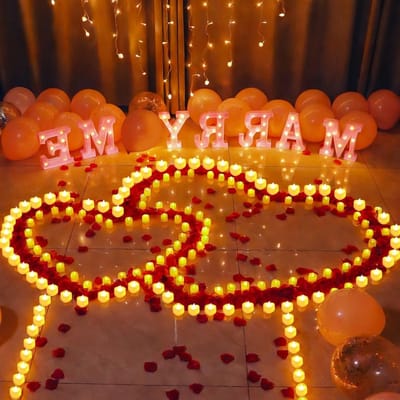 2031 Stukken Huwelijksaanzoek Decoratie met LED Verlichting, Hartkaarsen en Rozenblaadjes voor Romantische Verloving en Valentijnsdag