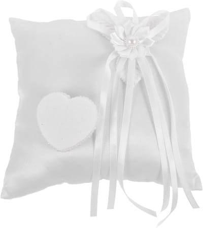 Bruiloft Ringkussen - Draaggerei Bruid - Huwelijksceremonie - Elegant Bloemendesign - 20x20CM - Wit