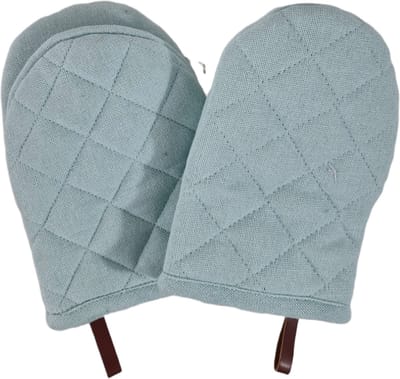 Picnic Mini ovenwanten set van 2 stuks 100% katoen | Richmond Lagoon | Ovenhandschoen Licht Blauw | 14x20cm