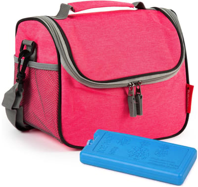 Plasticforte Lunchtas / koeltas - incl koelelement - rood - 26 x 20 cm - voor onderweg