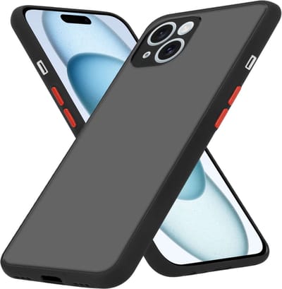 Cadorabo Hoesje geschikt voor Apple iPhone 15 in MATT ZWART - Hybride beschermhoes met TPU siliconen Case Cover binnenkant en matte plastic achterkant