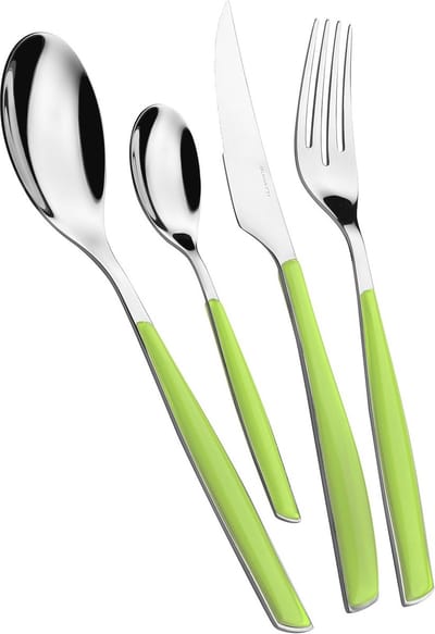 Glamour 24-delige bestekset voor 6 personen van roestvrij staal met groene appelgrepen