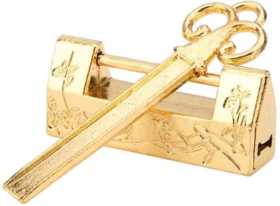 Allecto - Traditionele Chinese Bloem Mini Sleutel - Vintage Padlock - Goud - Meubelslot - Duurzaam en Elegant - Perfect voor Decoratie