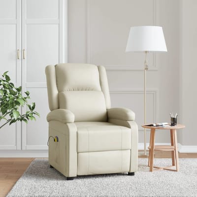 vidaXL Massagestoel kunstleer crèmekleurig