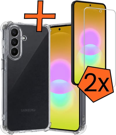 Hoes - Met Screenprotector - 2 Stuks - Geschikt voor Samsung Galaxy A27 - Sterk & Shockproof - Siliconen Case - Back Cover - Telefoon Hoes - Shock Proof - Transparant