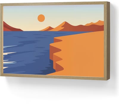 Wandlamp 60x40 cm - Oplaadbaar - Landschap - Bergen - Zon - Zee - Wandlampen binnen woonkamer - Slaapkamer lamp - Decoratieve nachtlamp - Vloerlamp draadloos