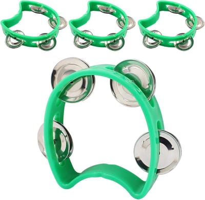 Plastic Tamboerijn - Hand Tamboerijn - Muziek Maken - Halve Cirkel Ontwerp - 4 stuks - Groen