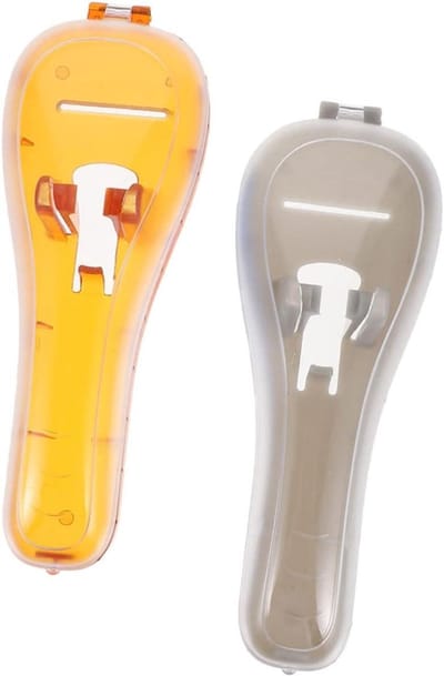 Scheermes Opbergdoos - Scheermes Houder - Veilig Opbergen - Herbruikbaar & Compact - 16.5 cm Lengte - Oranje Grijs