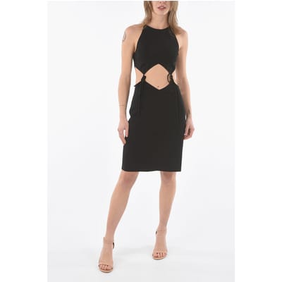 Mini-jurk met uitsparingen en veters in zwart