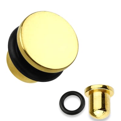 1.6 mm Single flared plug gold plated - LMPiercings