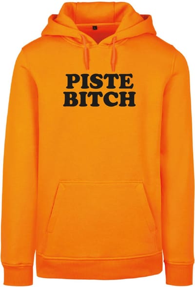 Piste Bitch wintersport hoodie oranje XL - soBAD. | Foute apres ski outfit | kleding | verkleedkleren | wintersporttruien | wintersport dames en heren