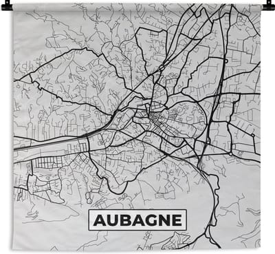 Wandkleed - Wanddoek - Stadskaart – Frankrijk – Kaart – Aubagne – Plattegrond - 180x180 cm - Wandtapijt