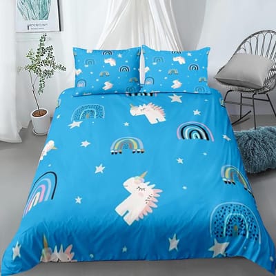 Regenboog Dekbedovertrek Set Kleurrijk Glitter Regenboog Beddengoed Set voor Kind Jongen Meisje Multicolor Dekbedovertrek Polyester Dekbedovertrek 240x210cm 3pcs