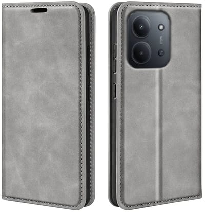 MobyDefend Hoesje - Geschikt voor Xiaomi Redmi 15C 5G - Luxe Wallet Bookcase (Magnetische Sluiting) - Grijs