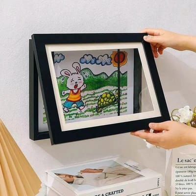 WiseGoods Premium A4 Wissellijst Voor Kindertekeningen - 100 Tekeningen Fotolijst - Tekenen - Kinderen - Cadeau - Kunst - Zwart