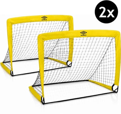 Umbro Pop-Up Voetbaldoel Set van 2 - Voetbal Goals 120 x 90 x 90 cm - Voetbaldoelen met Draagtas en Grondpennen - voor Buiten en Binnen - Voetbal Trainingsmateriaal - Geek