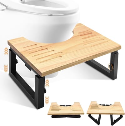 Verstelbare Vouwbare Toilethelper van Hout voor Volwassenen en Kinderen met Antislipmat voor Beter Ontspannen en Gemakkelijker Ontlasten