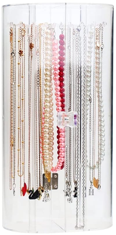Dailygoods - Ketting Organizer, Transparant, Lange Kettingen Hanger, Armbanden Display Case, voor Kettingen Oorbellen Pins Kleine Snuisterijen Sieraden, Gebogen Houder