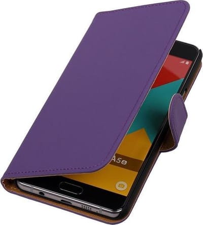Paars Effen Booktype Samsung Galaxy A5 2016 Wallet Cover Hoesje