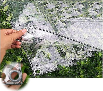 Waterdicht PVC Dekzeil Transparant 1x2 m Heavy-duty Outdoor Regendoek - Gatenafstand 50 cm